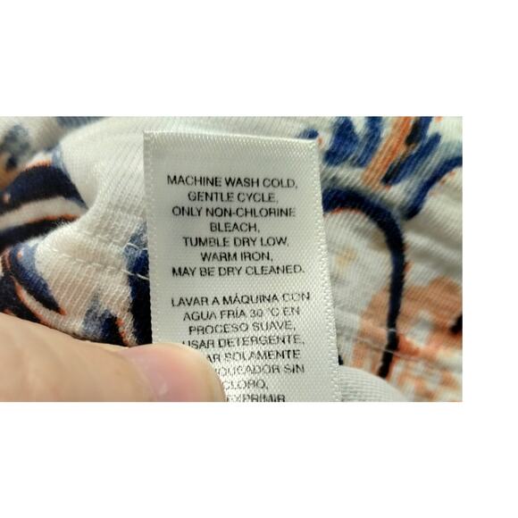 Chico's Size XL (3) Peach Blue Floral Striped Bateau Boat Neck Slub Cotton Tee - Picture 8 of 9